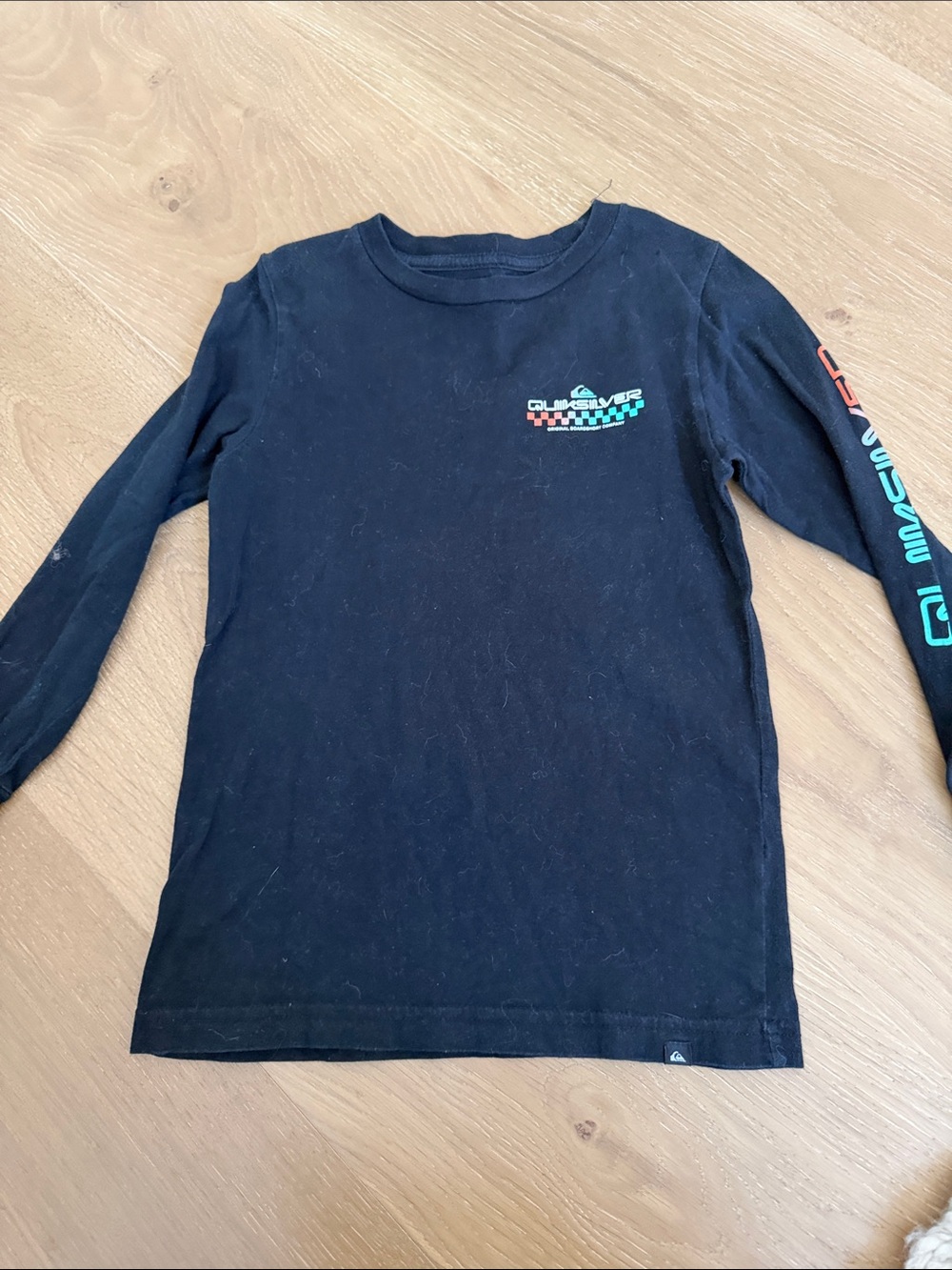 Quiksilver Black Long-Sleeve Tee with Teal & Coral Logo